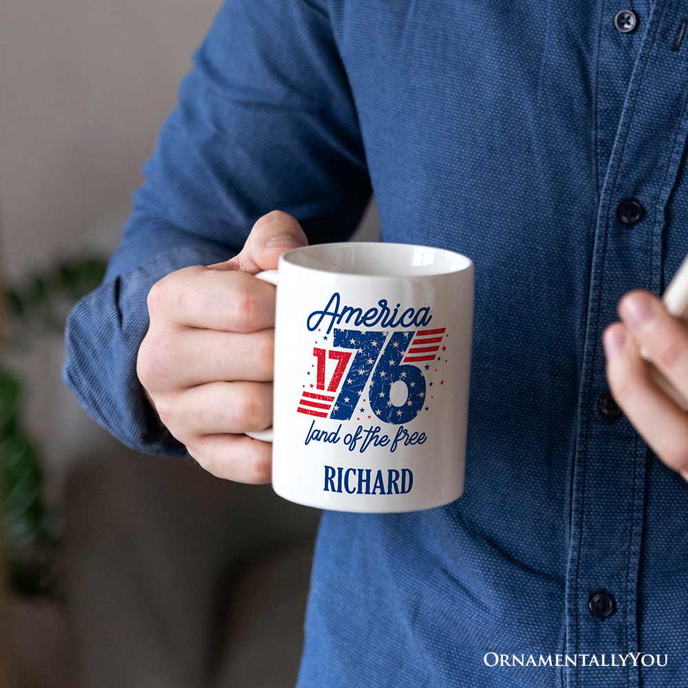 America 1776 Land of the Free Gift Mug, Vintage 4th of July