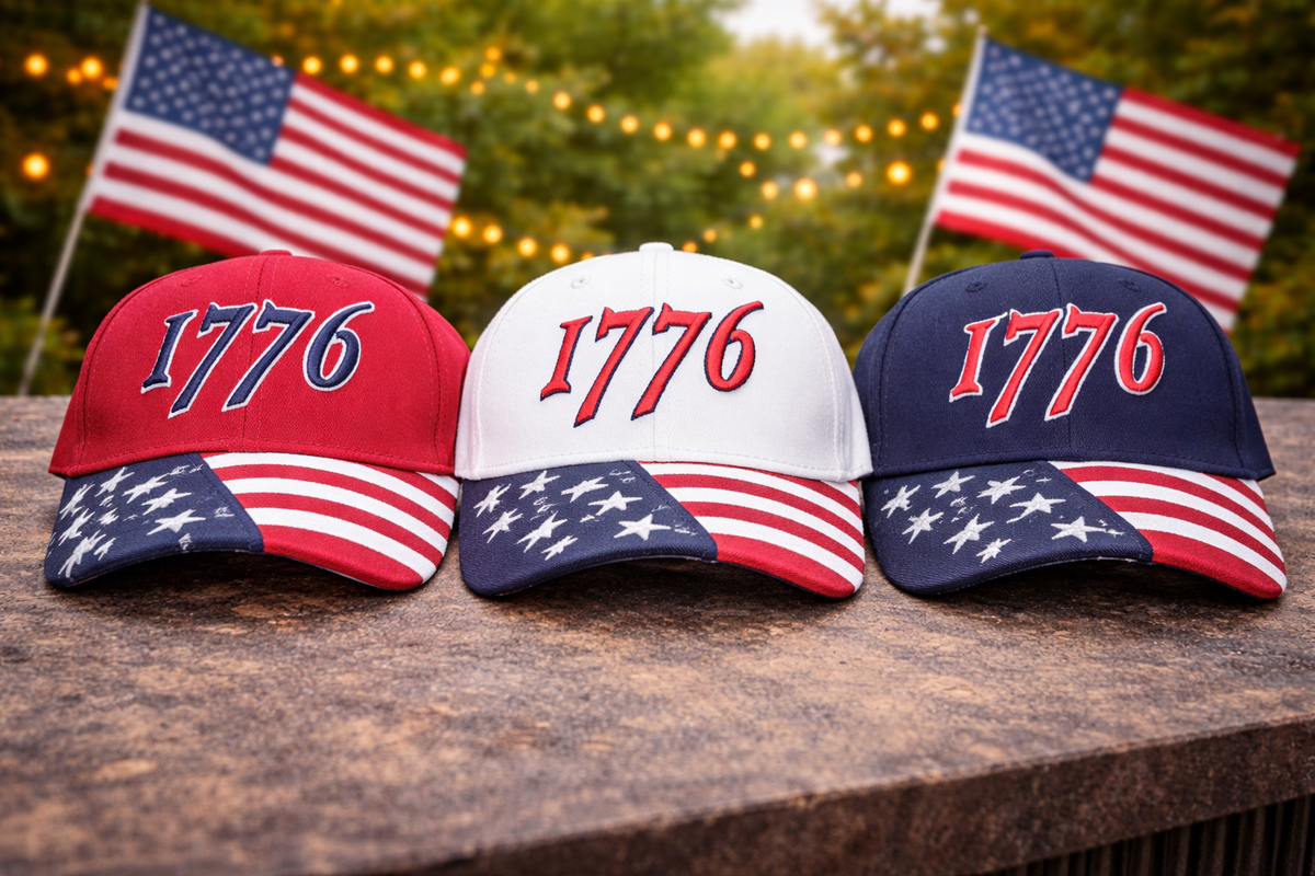 1776 Patriotic Hat – American Flag Brim Independence Cap