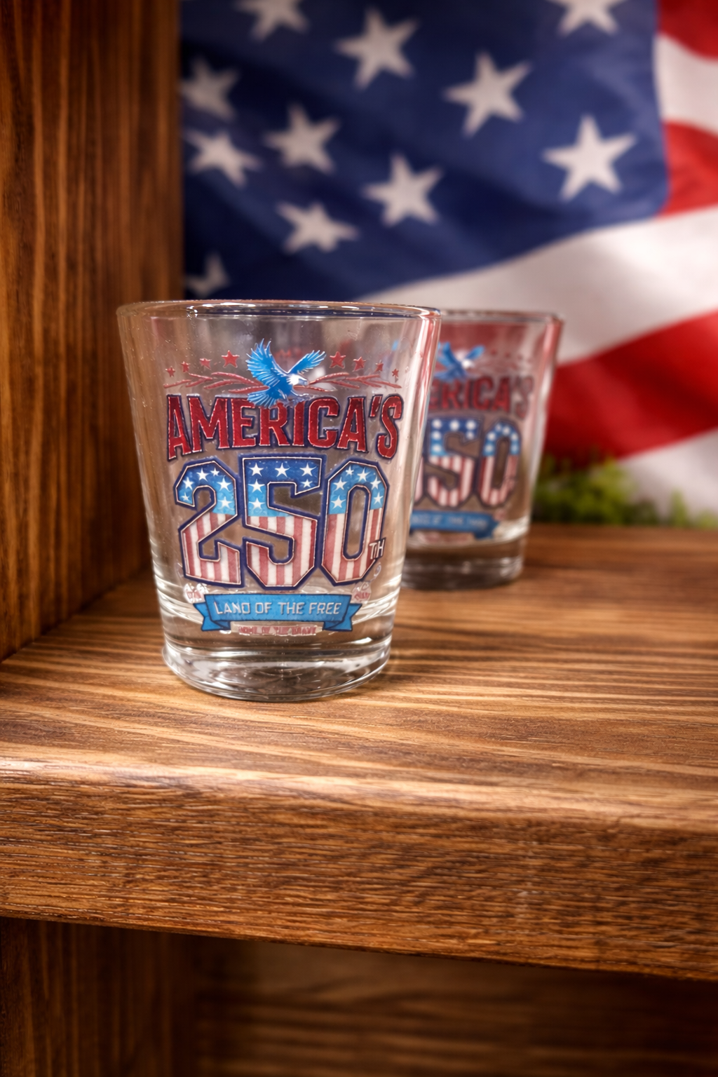 America’s 250th Shot Glass Set – Patriotic “Land of the Free” Commemorative Glassware