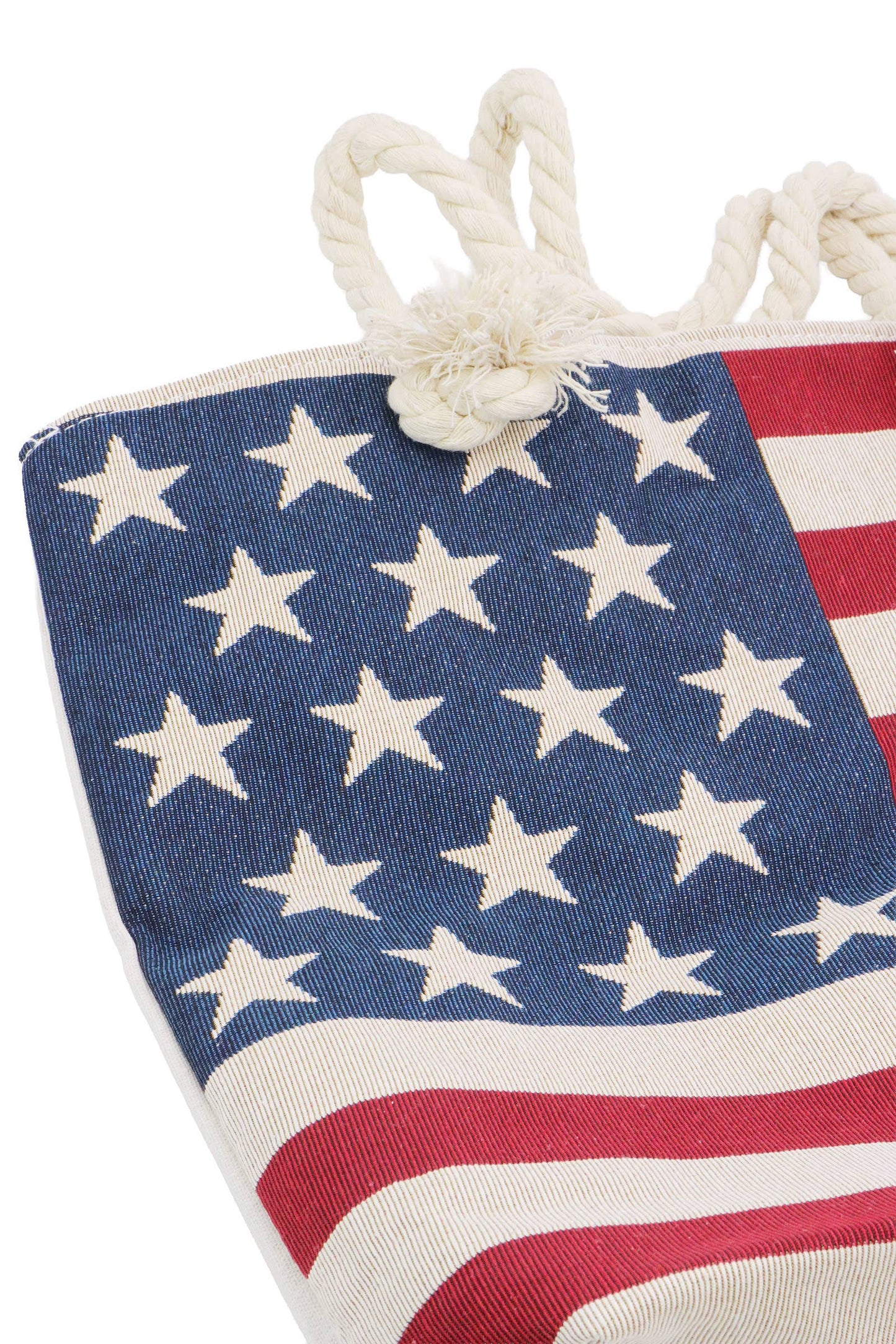American Flag Zippered Burlap Canvas Tote Bag