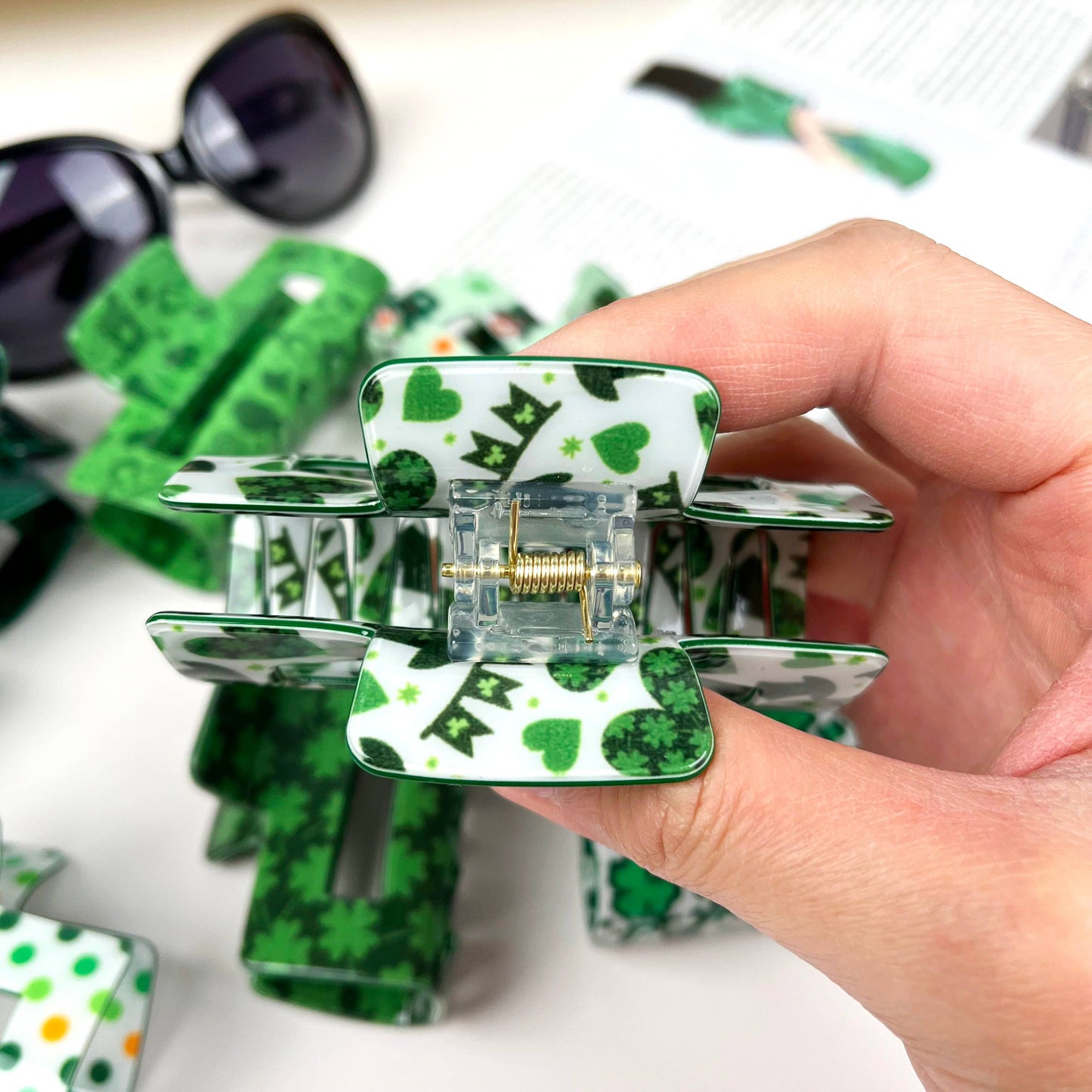 St. Patrick's Day shamrock hairpin