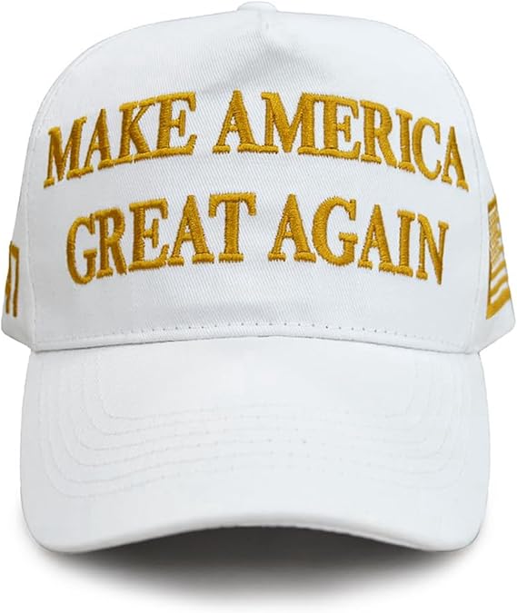 Gold And White MAGA Hat American Made