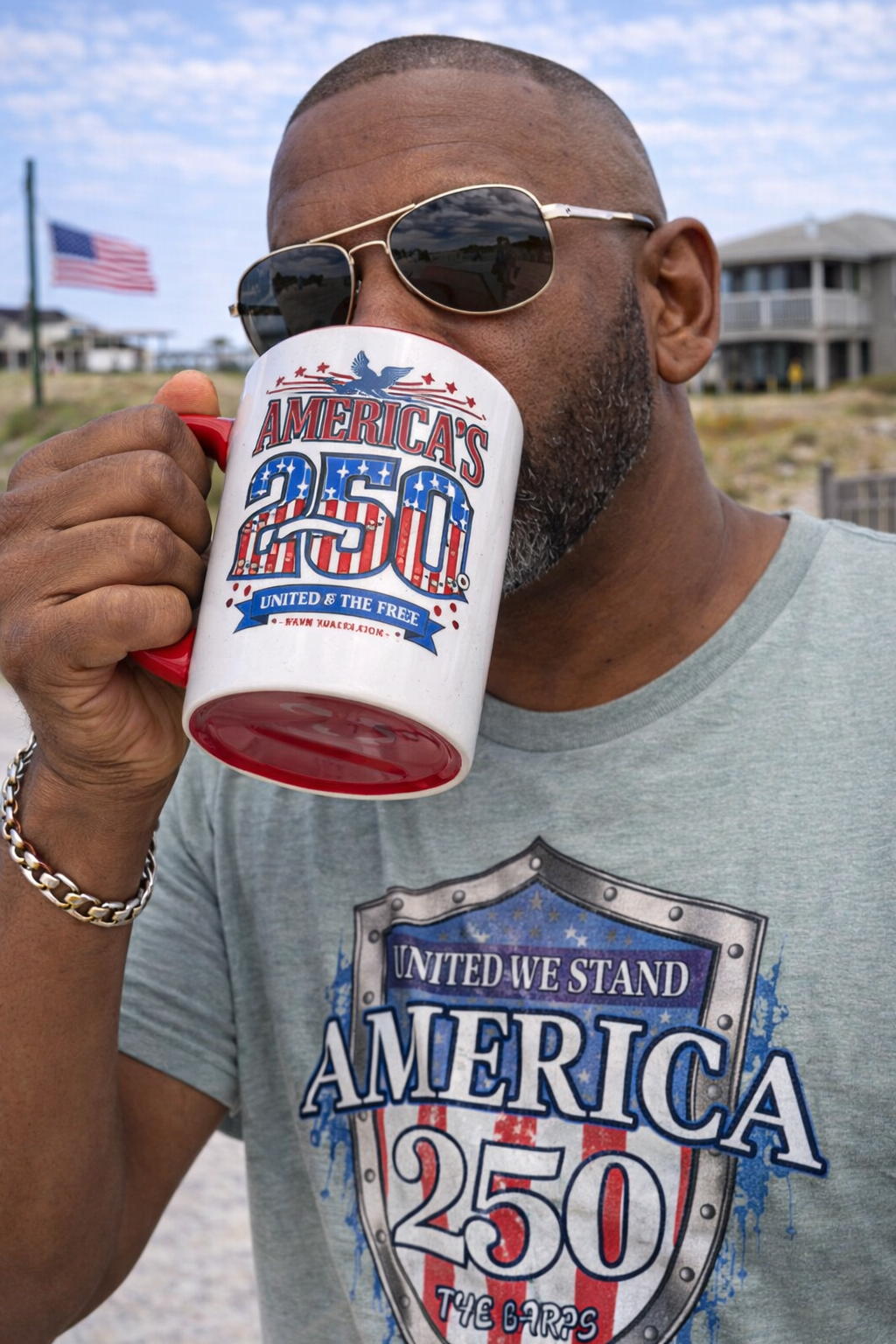 America 250 Patriotic Coffee Mug – United We Stand USA Cup