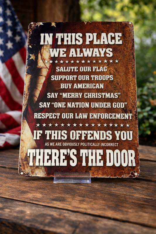 “In This House We Stand” Patriotic Sign – Rustic American Values Decor