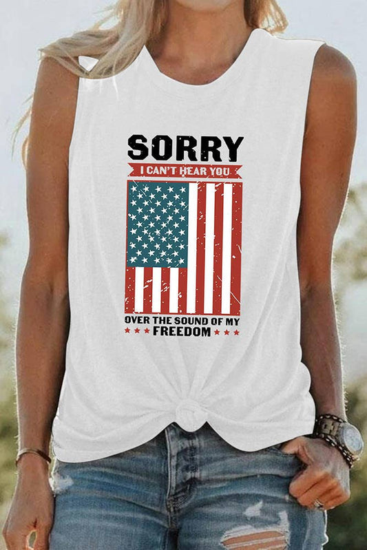 Over The Sound Of My Freedom Print Tank Top