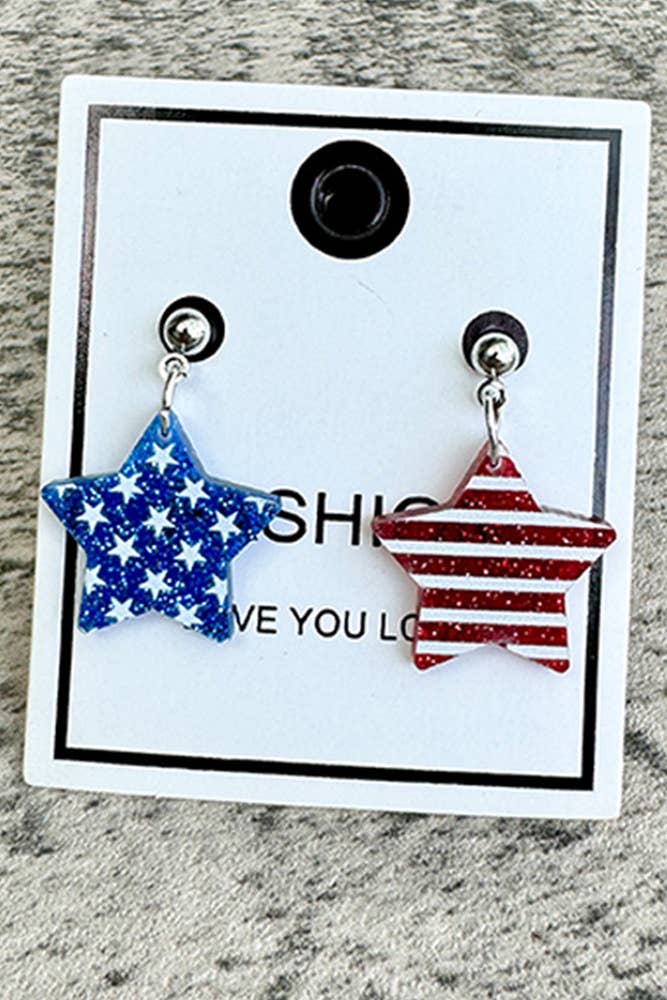 USA Flag Print Acrylic Earrings