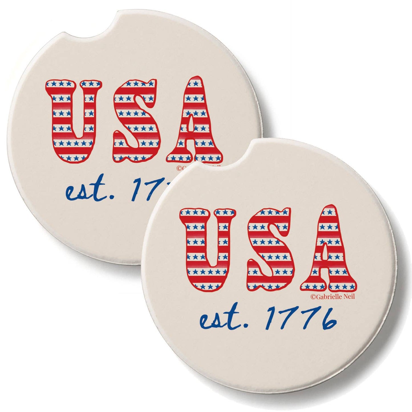 "EST 1776" 2 Pack Absorbent Stone Car Coaster