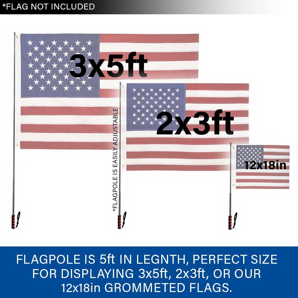5ft Hand-Held Collapsible Flag Pole (Red)