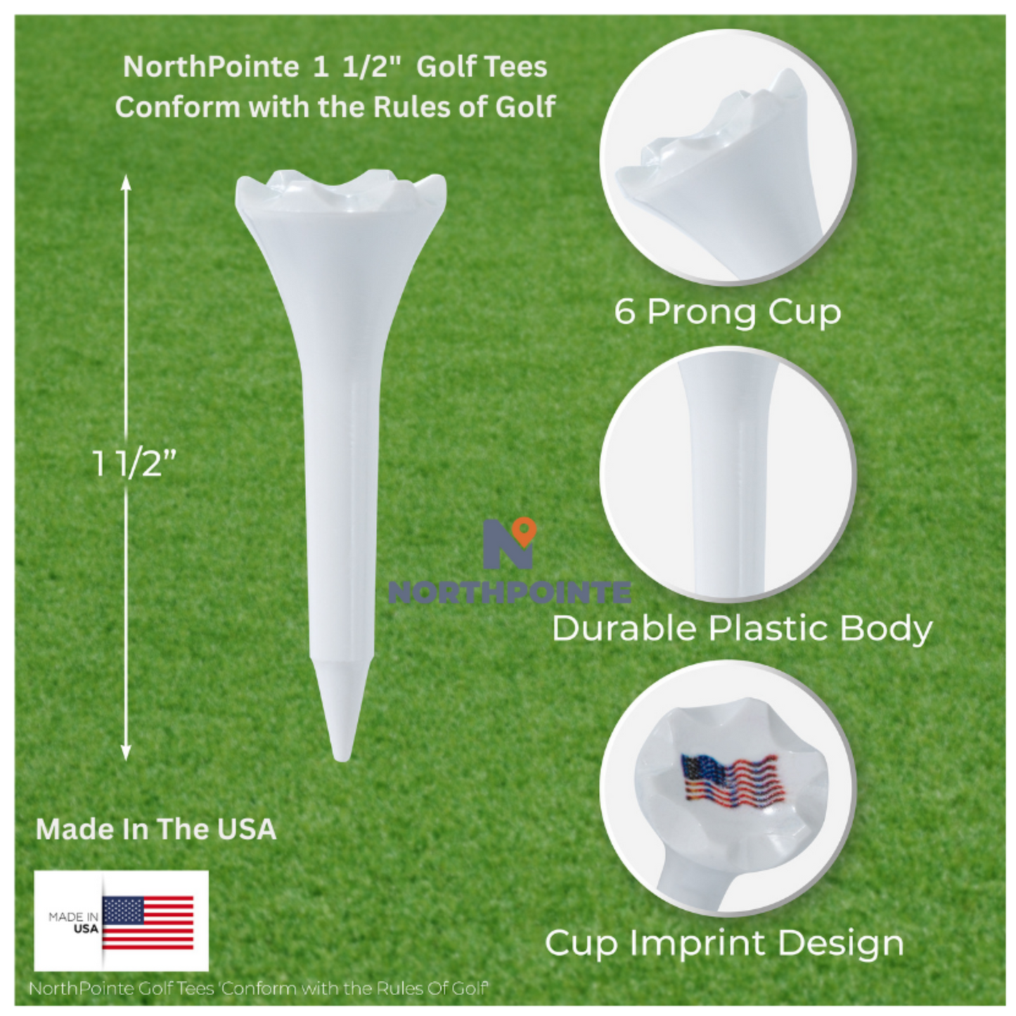 USA American Flag Cup Imprinted Golf Tees