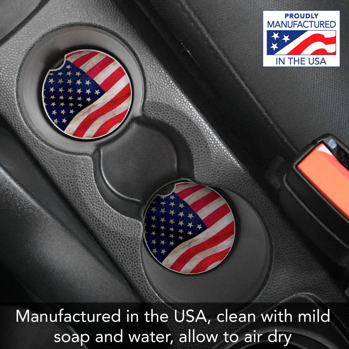 Us Flag Absorbent Stone Car Coaster
