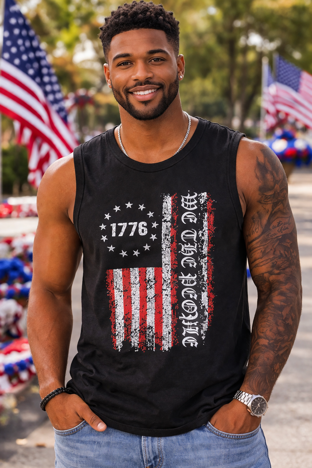 1776 American Legacy Flag Tank Top – Vintage Patriotic Sleeveless Shirt