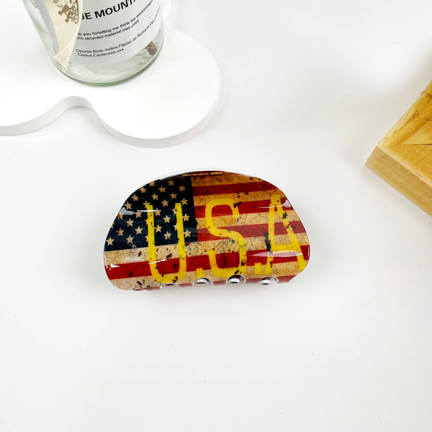 Independence Day American Flag Summer Half Circle Hair Clip