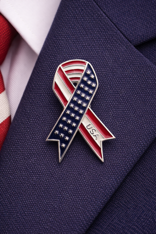 Patriotic USA Ribbon Pin – American Flag Awareness Brooch