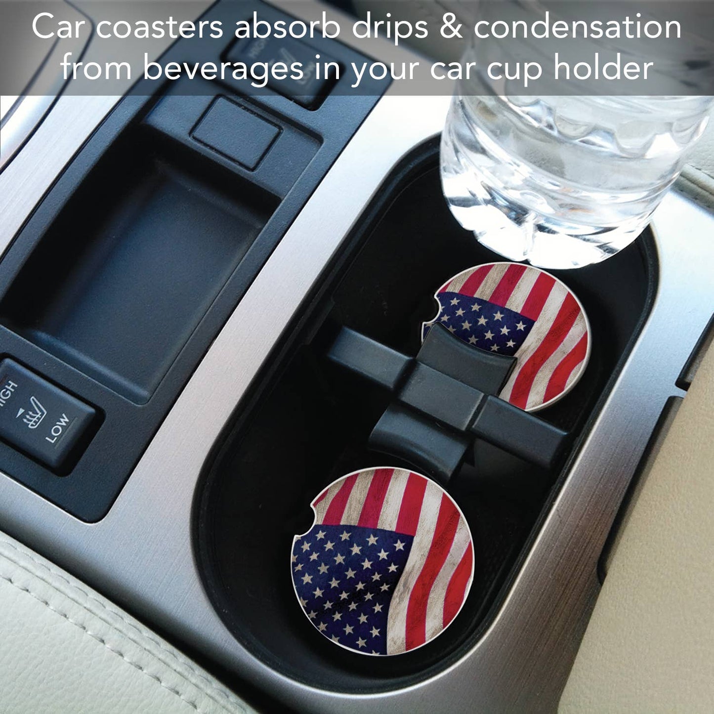Us Flag Absorbent Stone Car Coaster