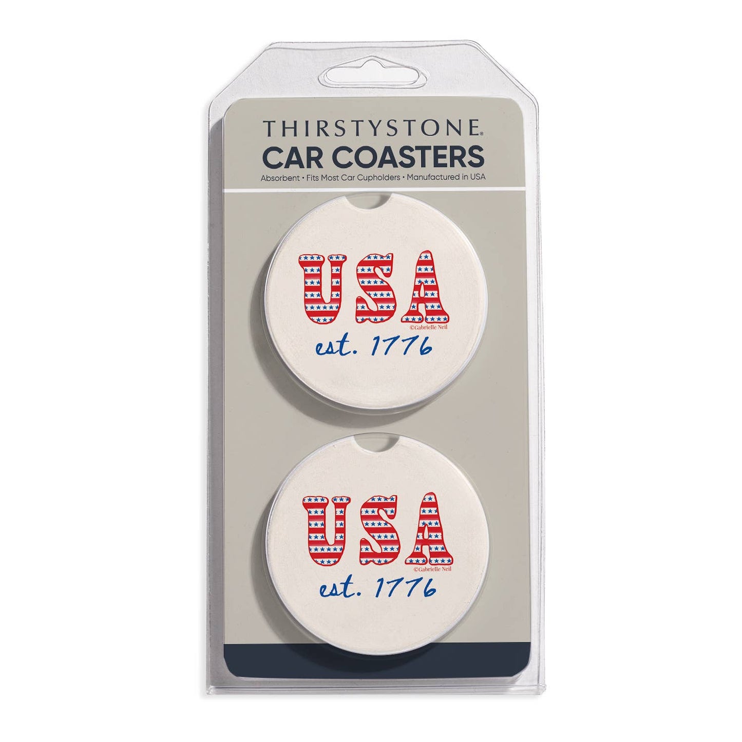 "EST 1776" 2 Pack Absorbent Stone Car Coaster