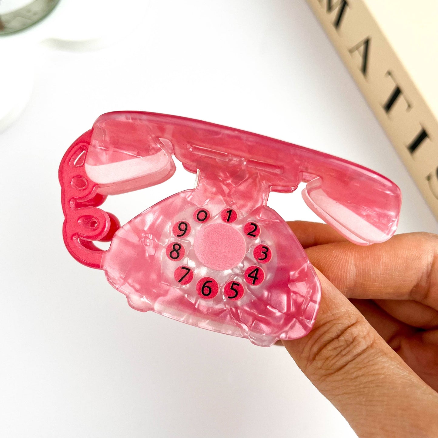 Retro Cartoon Telephone Acrylic Hair Claw Clip