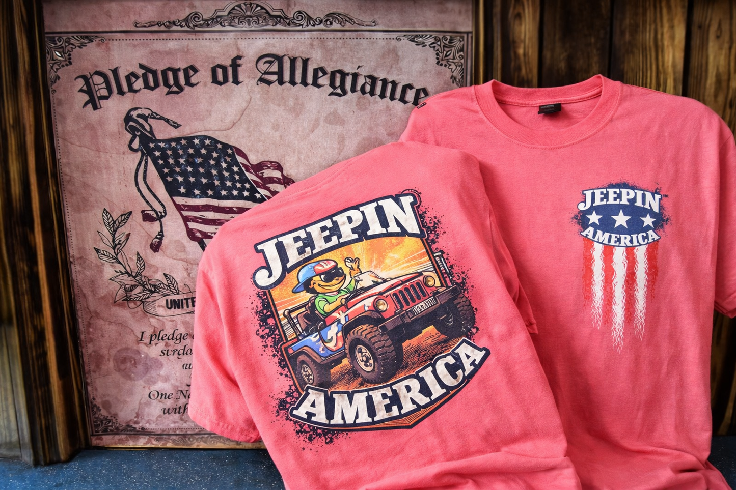 Jeepin’ America Patriotic T-Shirt – Off-Road Freedom Graphic Tee