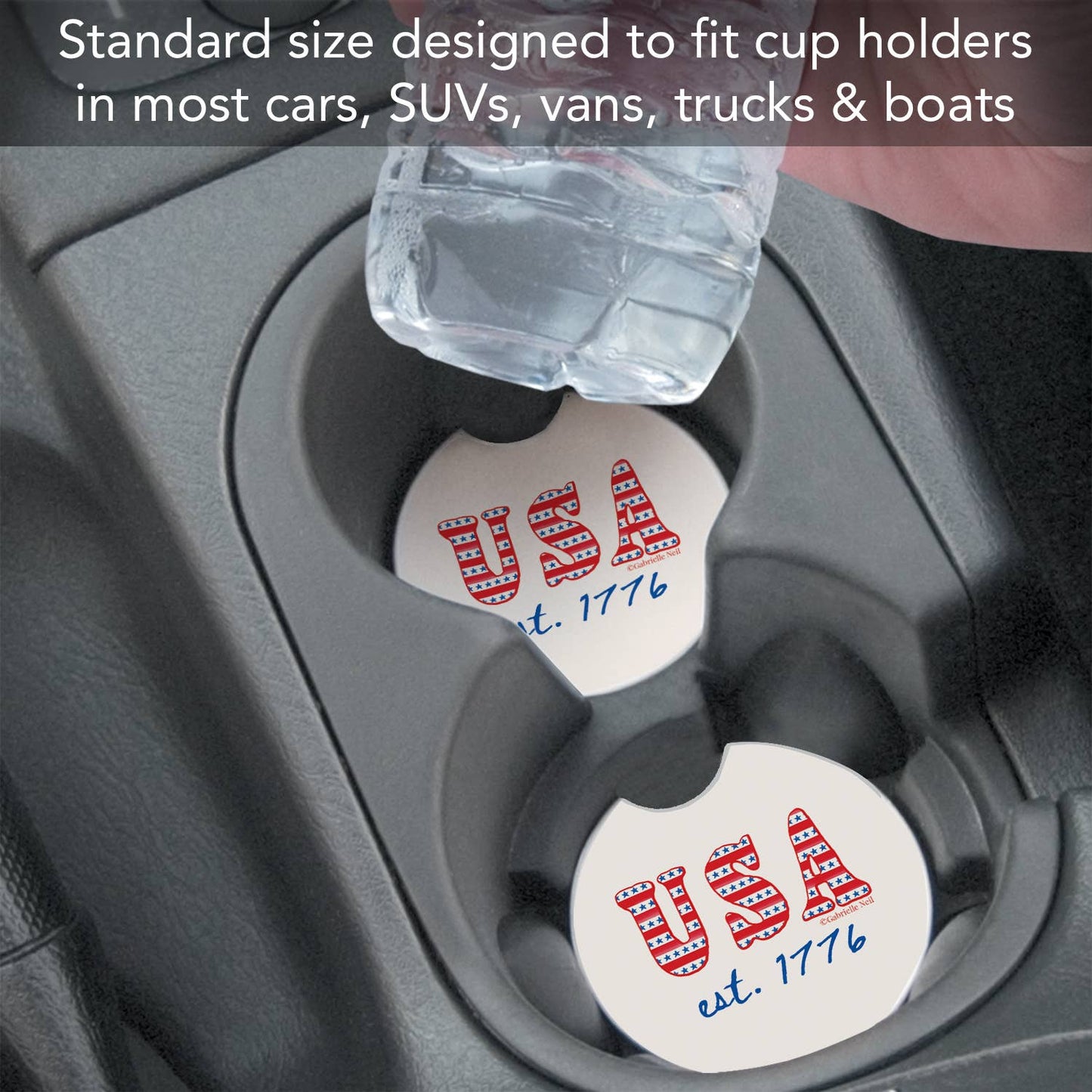 "EST 1776" 2 Pack Absorbent Stone Car Coaster