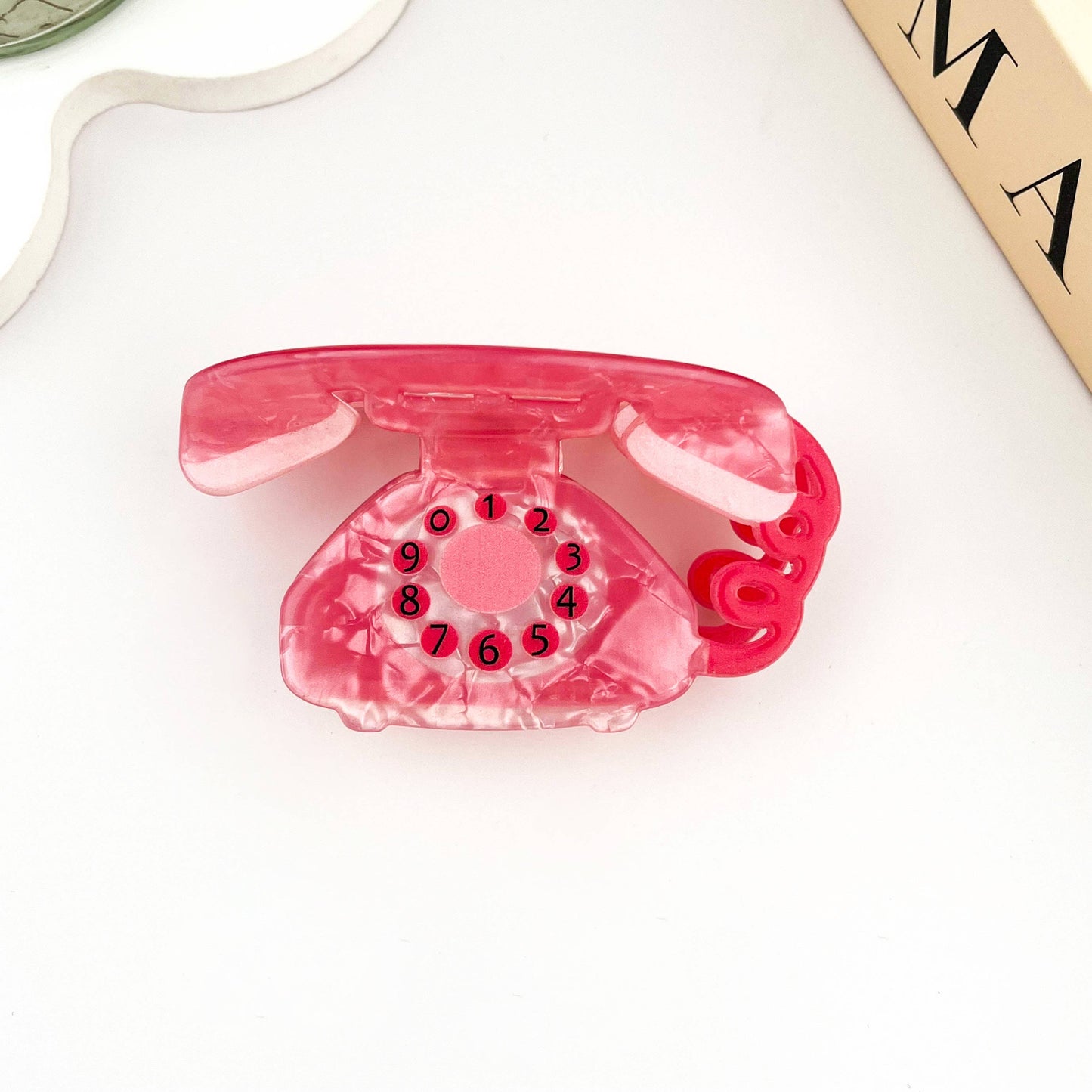 Retro Cartoon Telephone Acrylic Hair Claw Clip