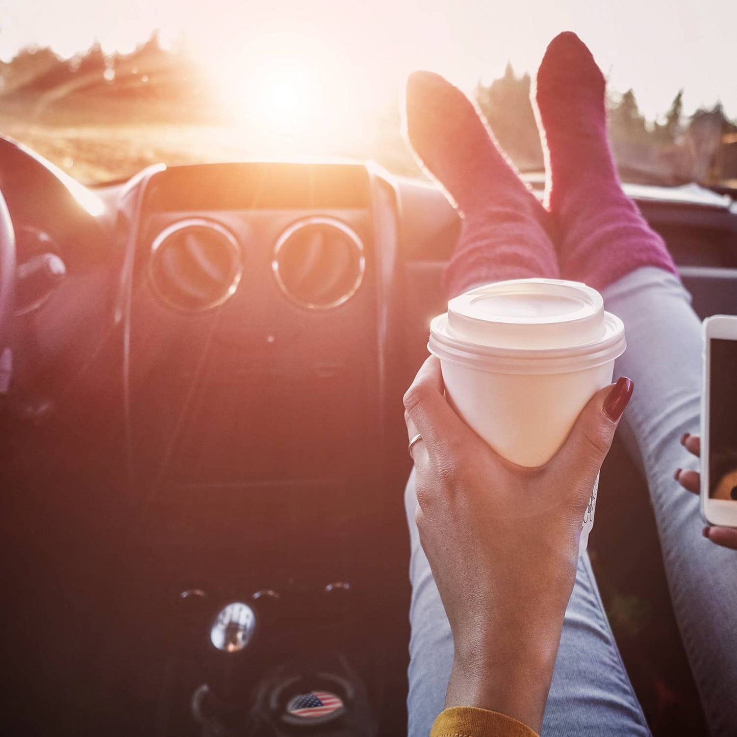 Us Flag Absorbent Stone Car Coaster