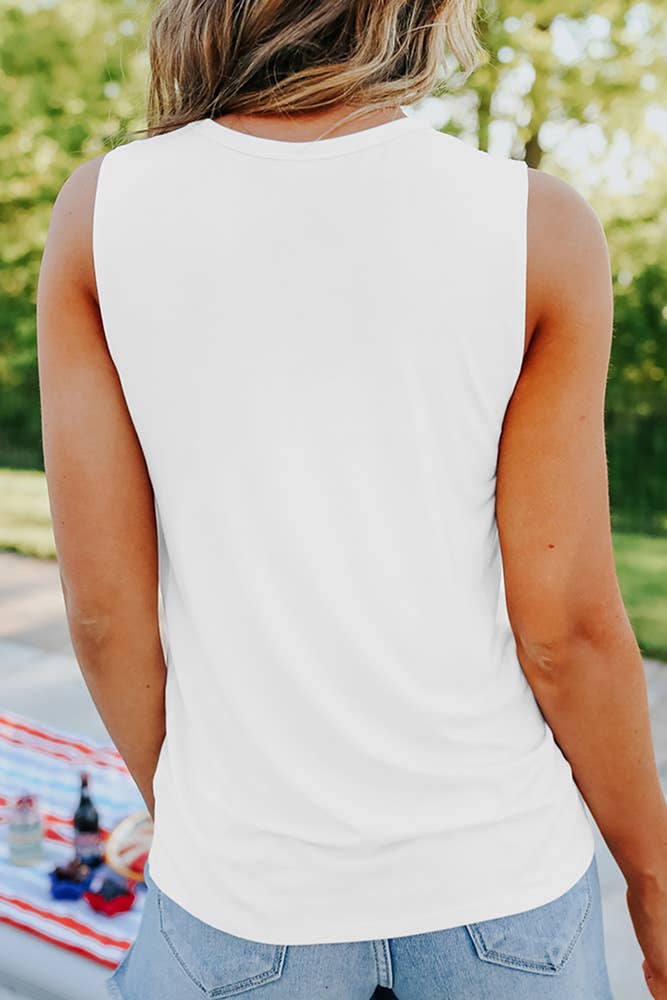 Over The Sound Of My Freedom Print Tank Top