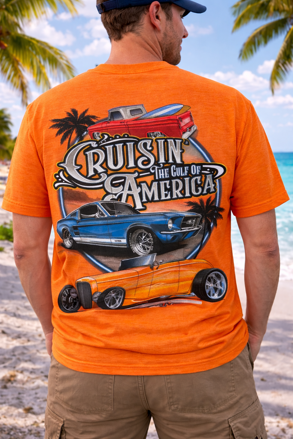 Cruisin’ the Gulf of America Shirt – Classic Car Beach Graphic Tee