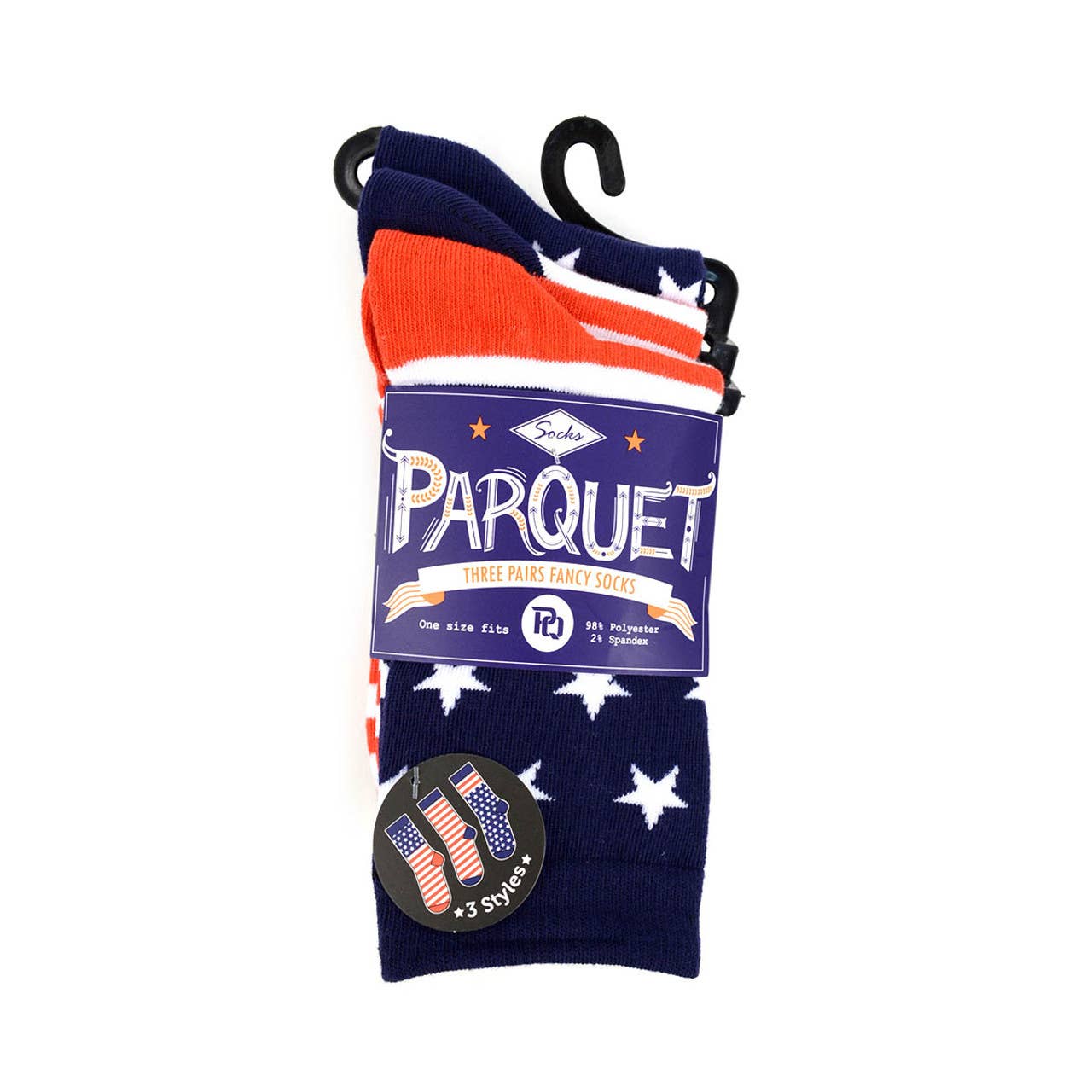 3 Pairs Pack Women's American Flag Novelty Socks