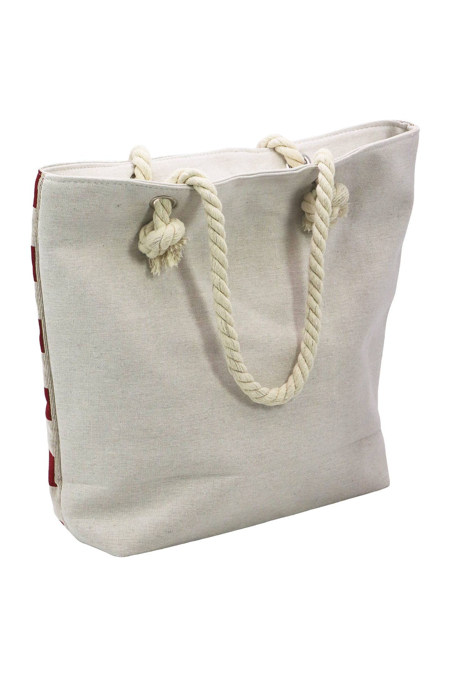 American Flag Zippered Burlap Canvas Tote Bag