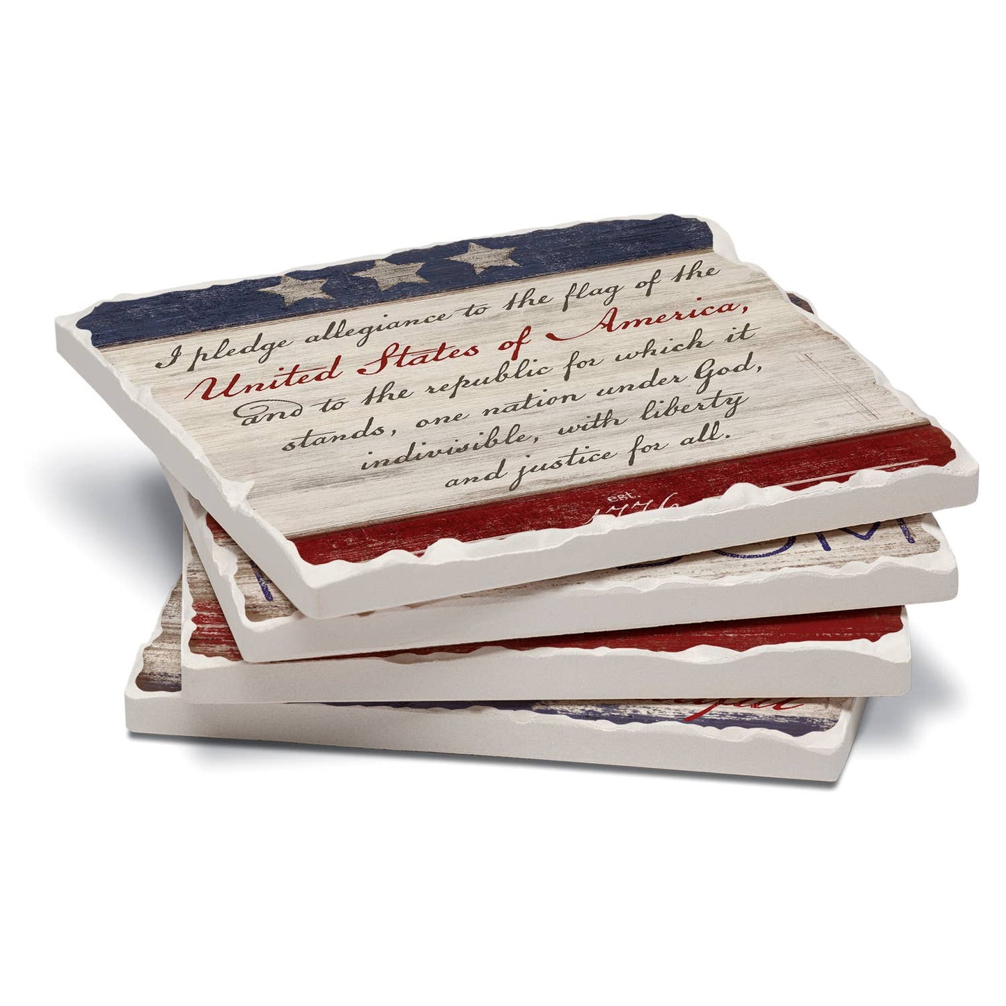 Americana Assorted Image Tumbled Tile Coaster 4 Pack