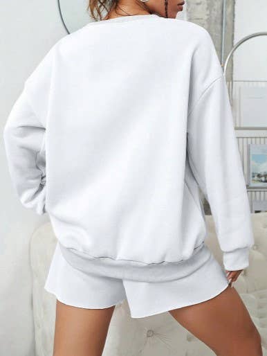 Flag Print crewneck sweatshirt & shorts set