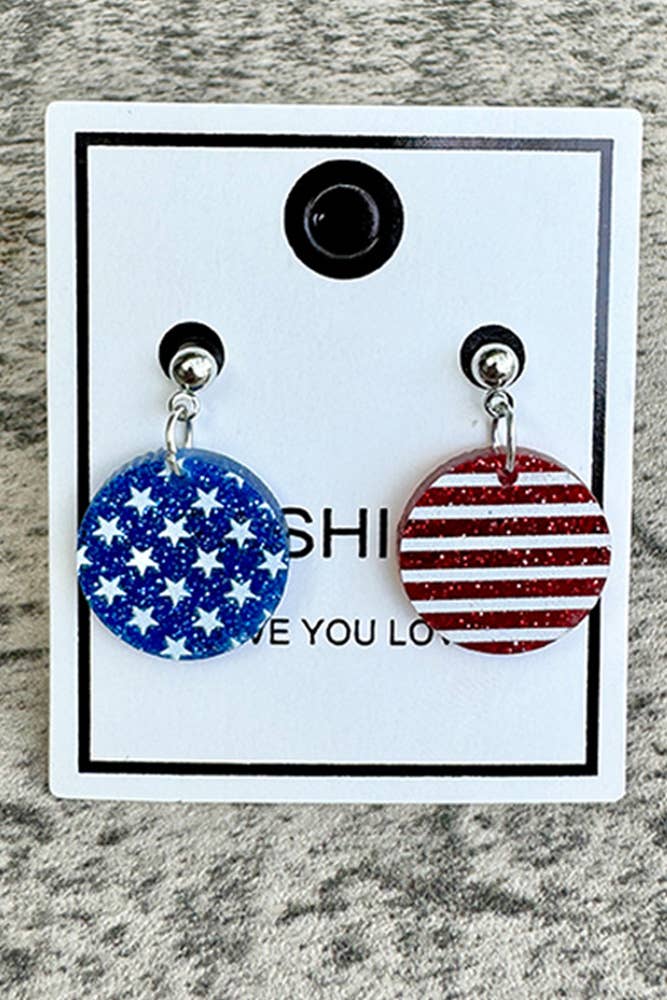 USA Flag Print Acrylic Earrings