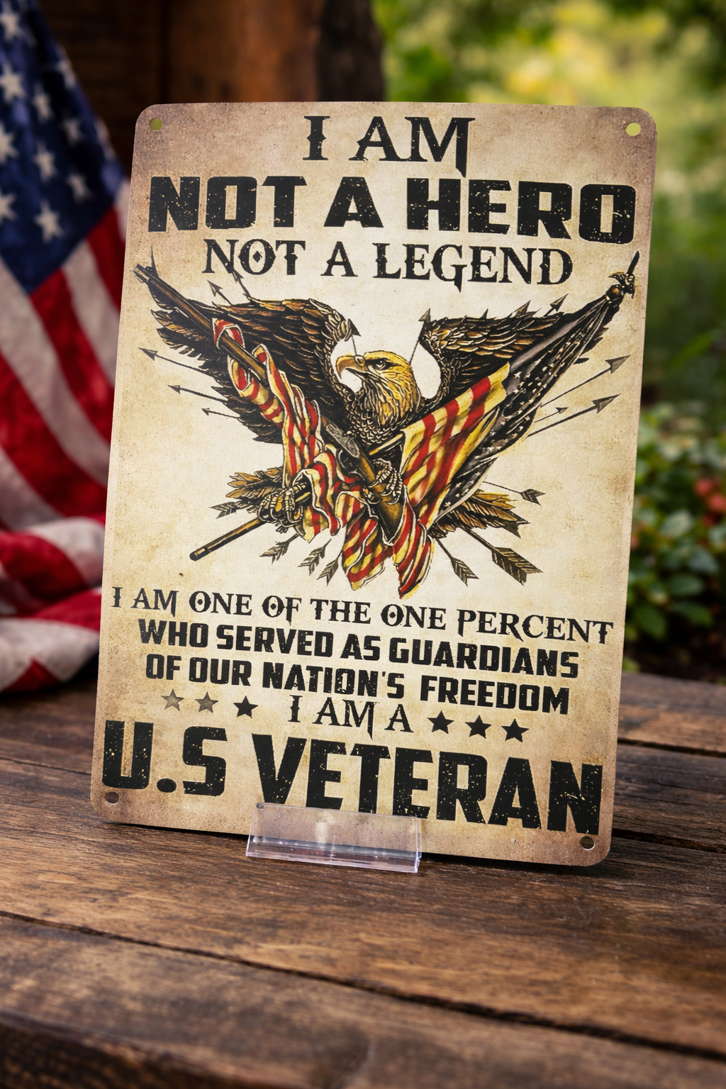U.S. Veteran Honor Sign – “I Am Not a Hero” Patriotic Metal Wall Decor