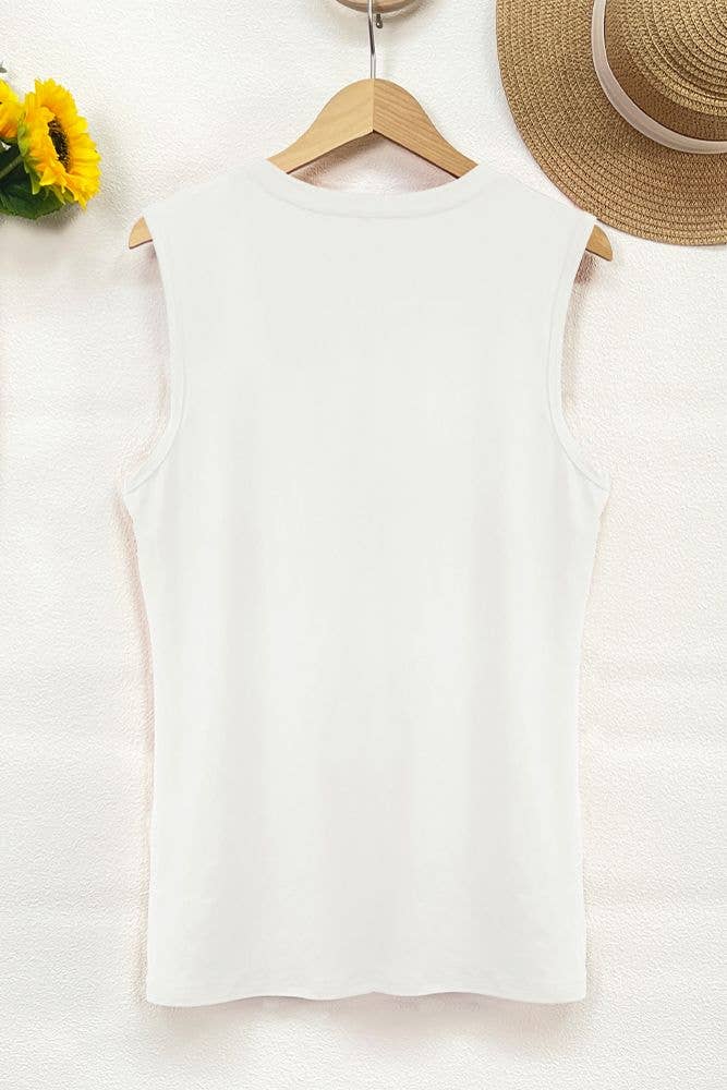 Spring Summer USA Flag Quotes Print Tank Top