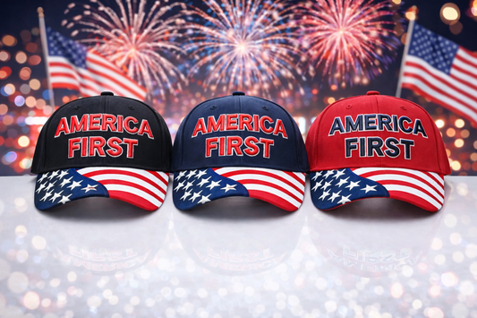 America First Hat – Patriotic American Flag Brim Cap
