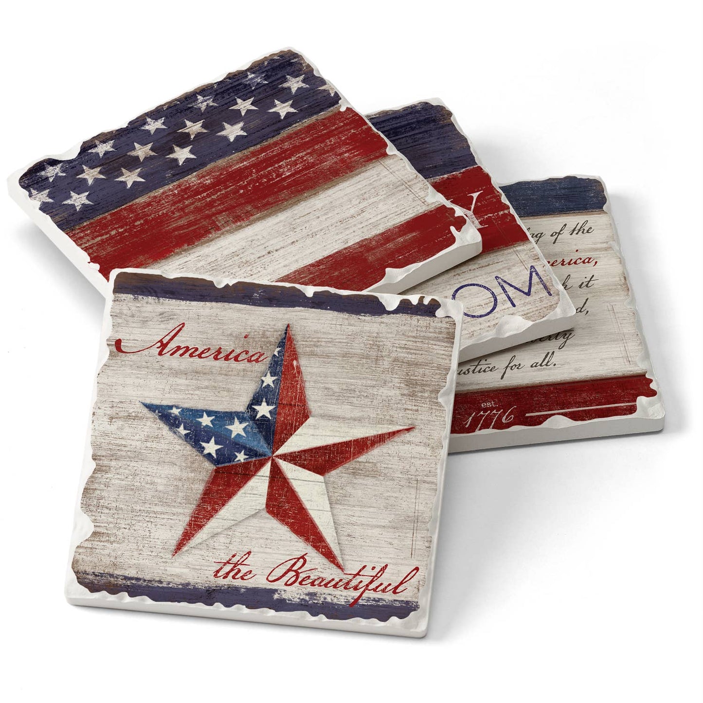 Americana Assorted Image Tumbled Tile Coaster 4 Pack
