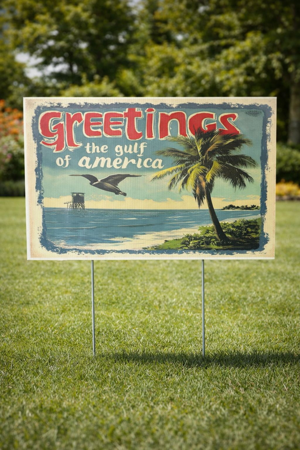 Vintage Gulf Coast Yard Sign – Retro Beach Lawn Decor