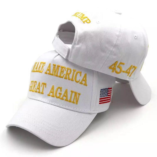 Gold And White MAGA Hat