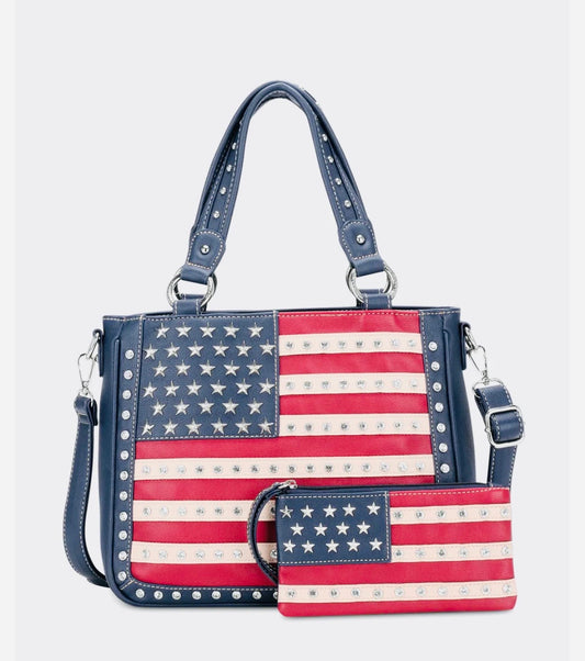Montana West American Flag Tote & Wristlet Set
