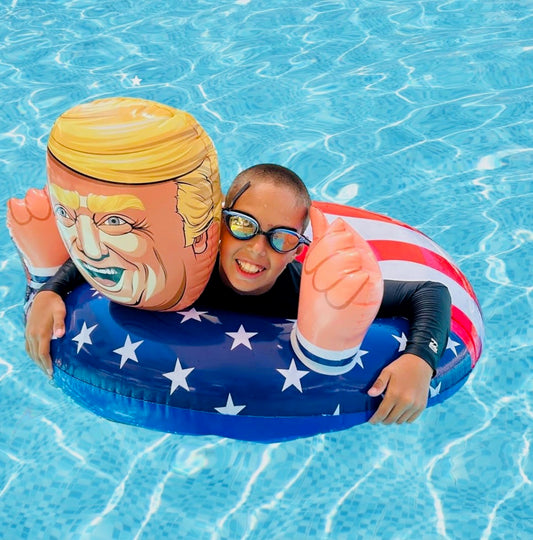Trump-Inspired Patriotic Pool Float – Stars & Stripes Inflatable Ring