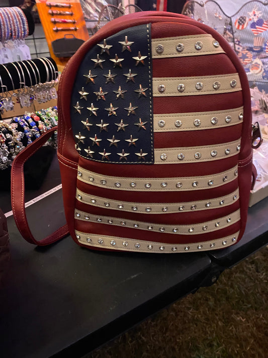 Stars & Stripes Studded Backpack – Patriotic and Practical