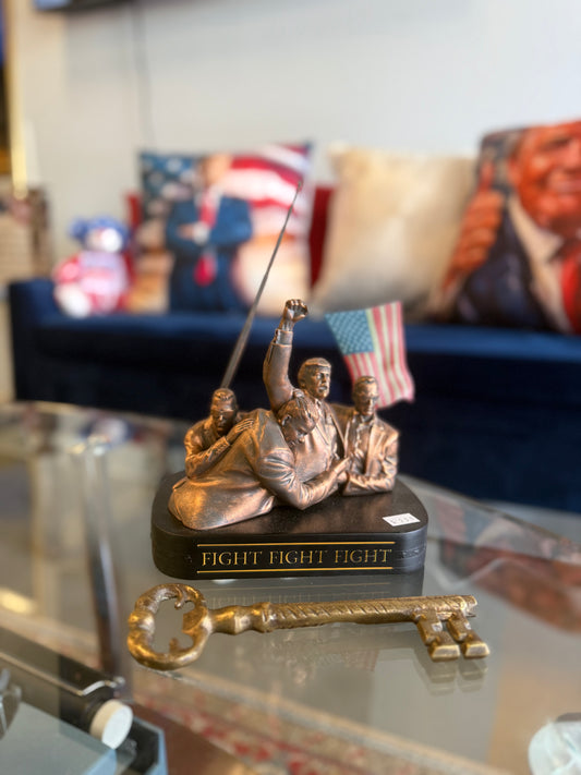 "Fight Fight Fight" Trump Patriotic Sculpture – Bronze-Finish Display Figurine