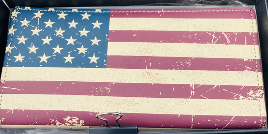 Men's American Flag Checkbook Wallet – Distressed Glory Edition