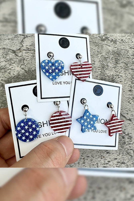 USA Flag Print Acrylic Earrings