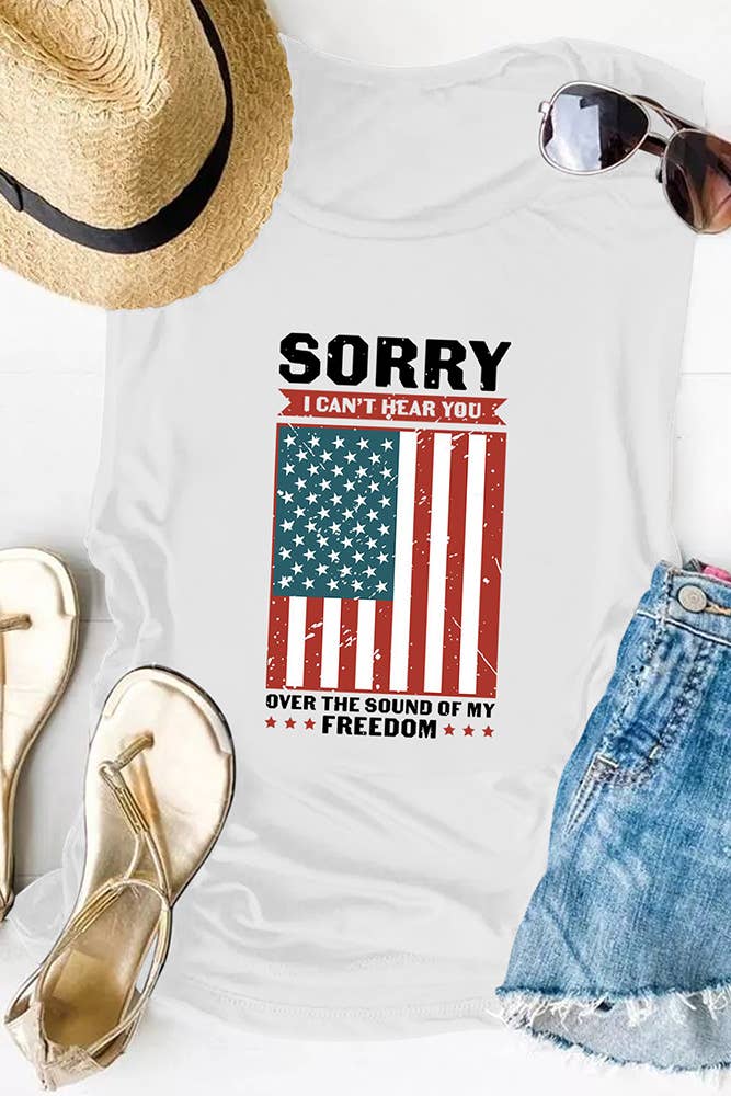 Over The Sound Of My Freedom Print Tank Top