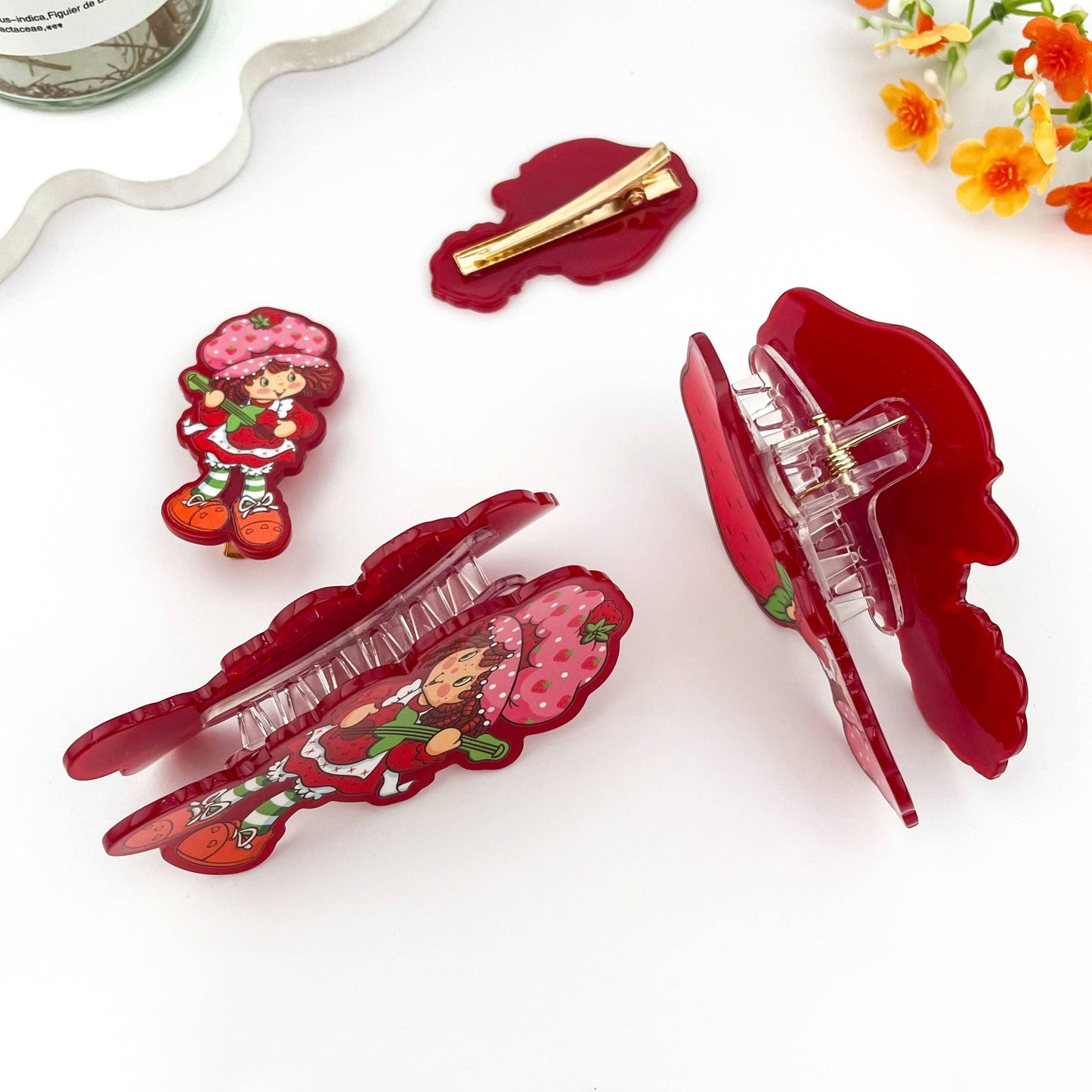 Cute Strawberry Girl Acrylic Hair Claw Clip