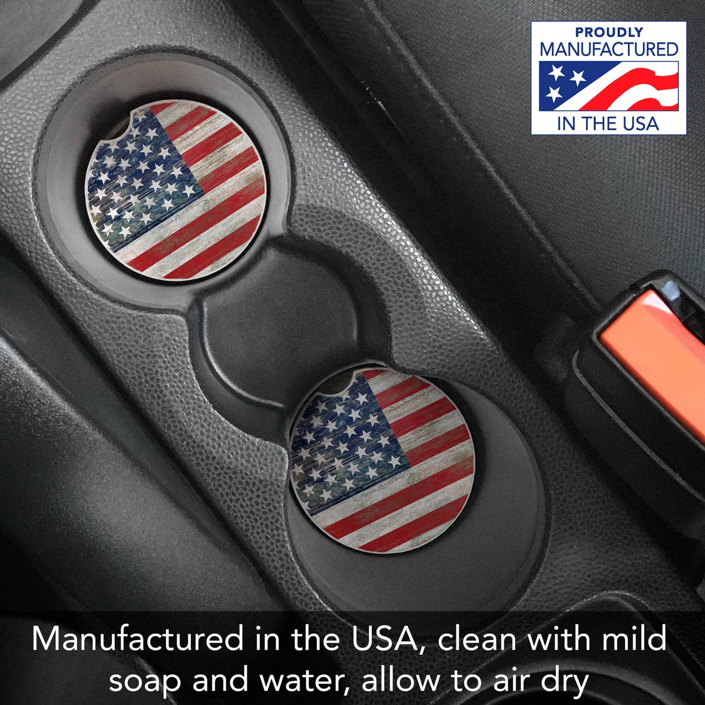 Americana Absorbent Stone Car Coaster 1 Pk