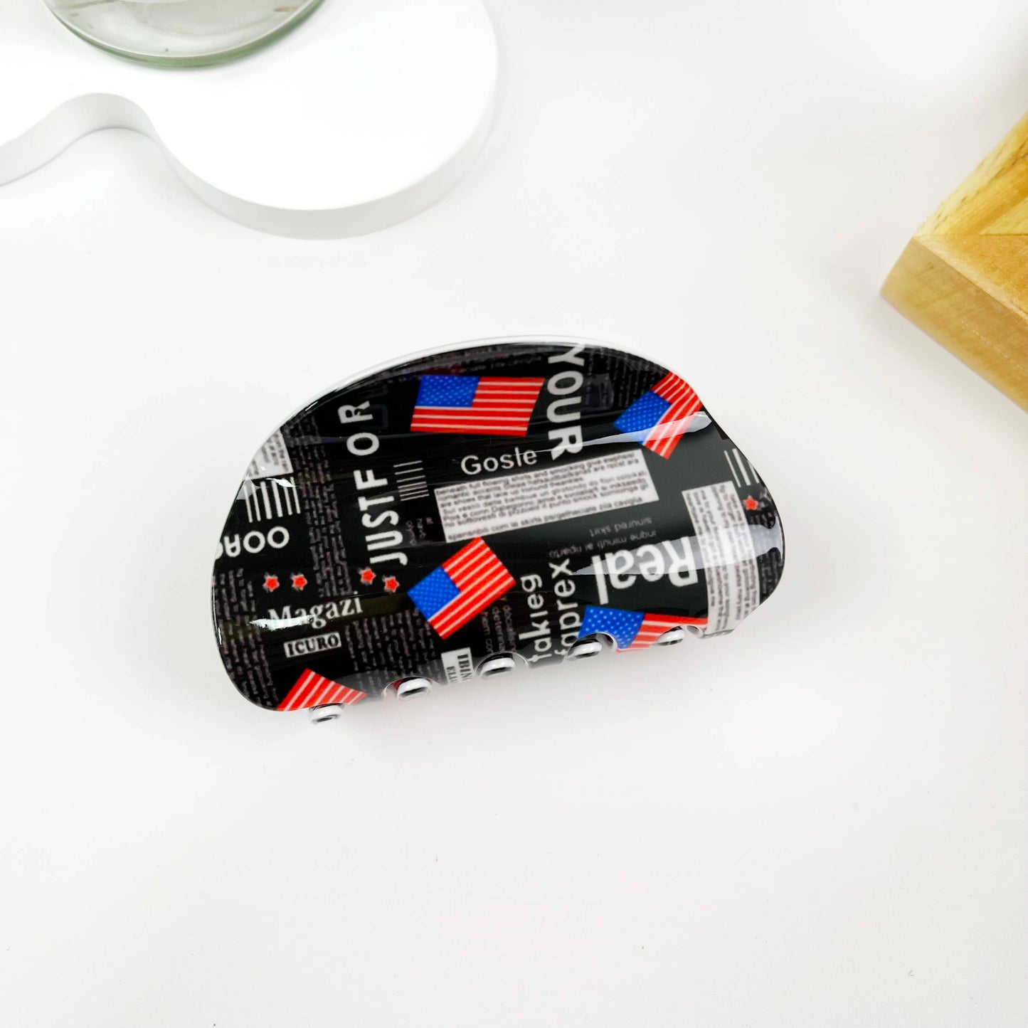Independence Day American Flag Summer Half Circle Hair Clip