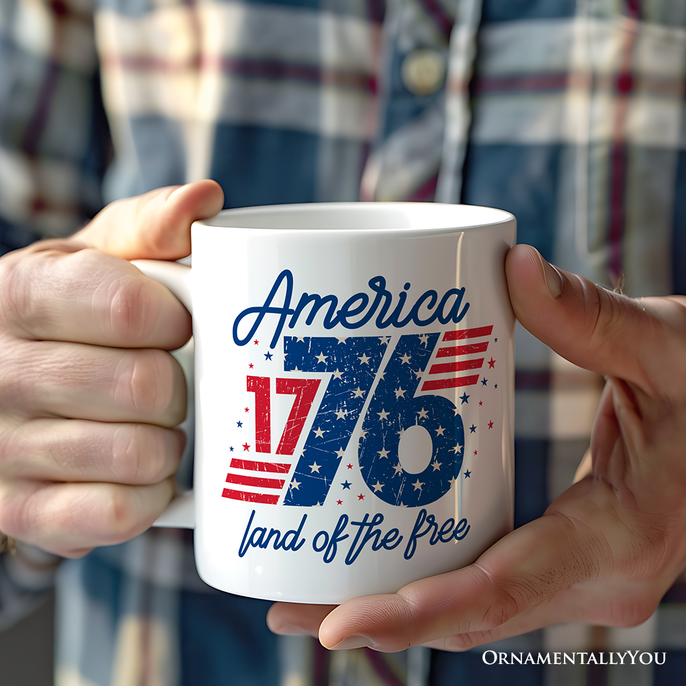 America 1776 Land of the Free Gift Mug, Vintage 4th of July