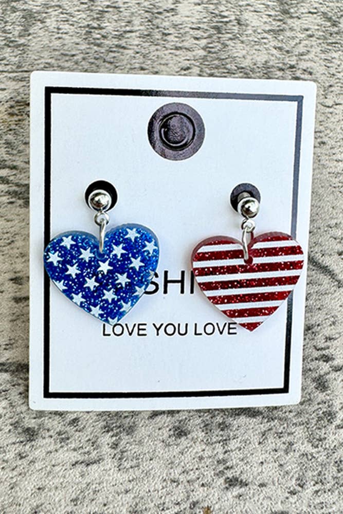 USA Flag Print Acrylic Earrings