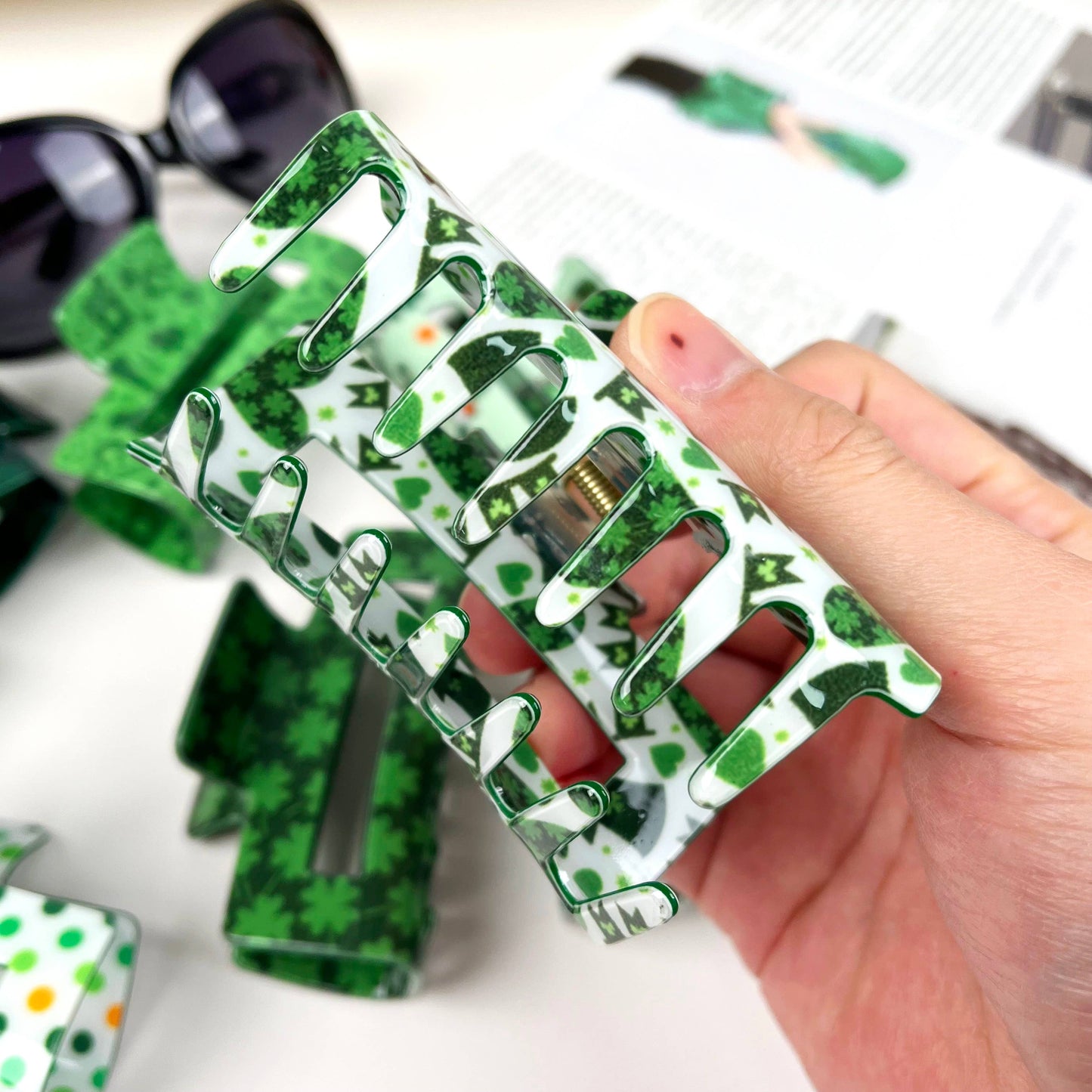 St. Patrick's Day shamrock hairpin